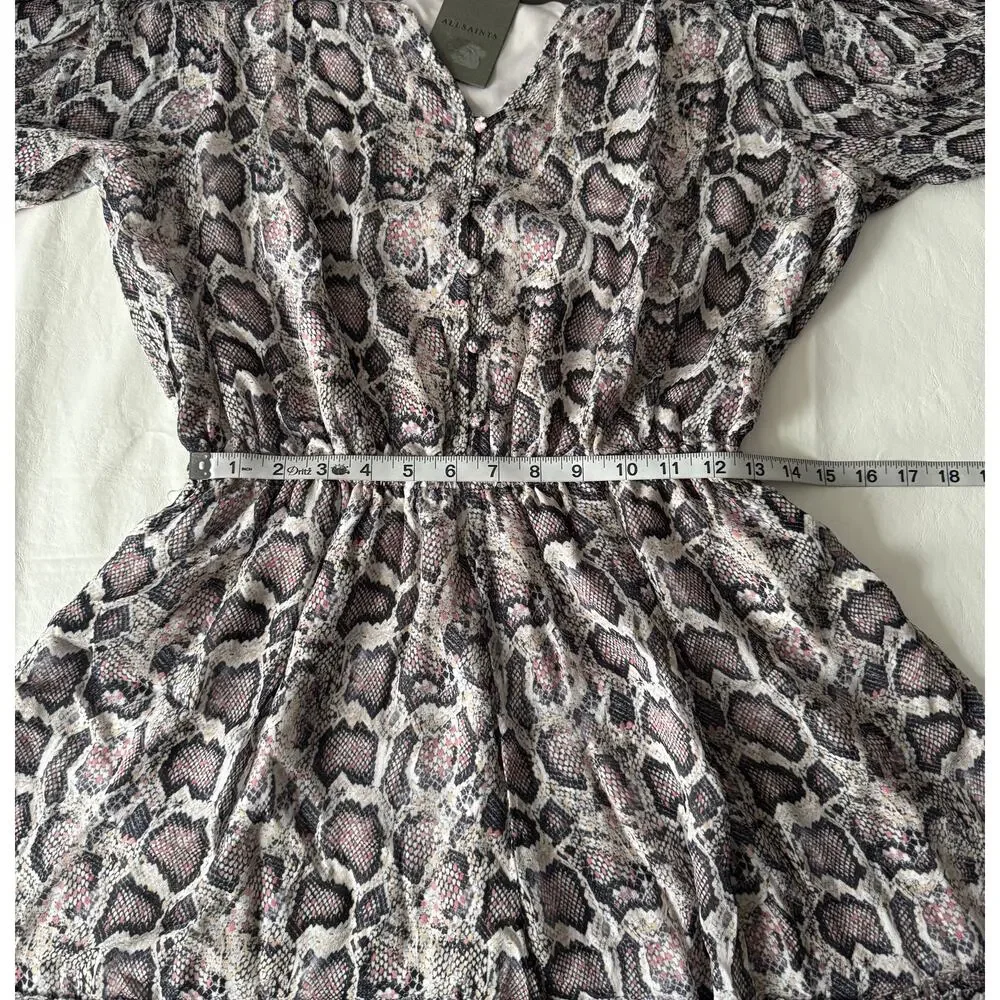 New AllSaints Kaylee Misra Snake Skin Print Playsuit In White Size 6 - Picture 8 of 8